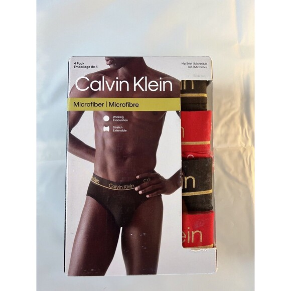 CALVIN KLEIN MICROFIBER 4-PACK HIP BRIEFS MEN SIZE XL $49.50 NWT - Picture 1 of 4